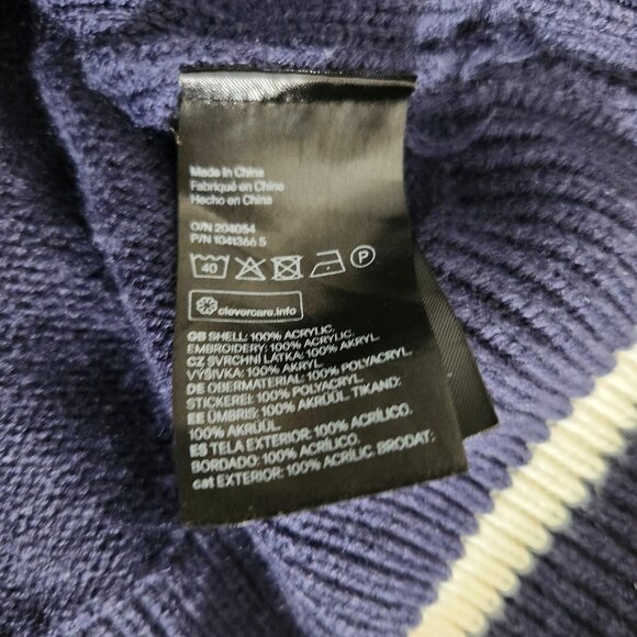 H&M Divided Sweater Vest Womens XL Navy Blue Cable Knit V-Neck Varsity A Patch - Picture 10 of 12